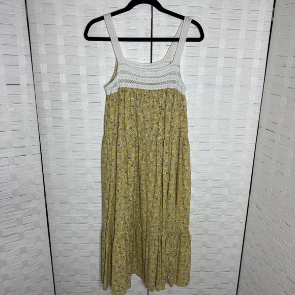 Universal Thread Womens Yellow Floral Sleeveless Crochet Trim Dress Size Medium - Picture 5 of 10